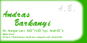 andras barkanyi business card